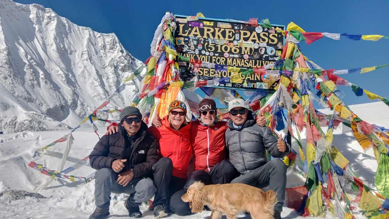 Yek at Larkya pass with group