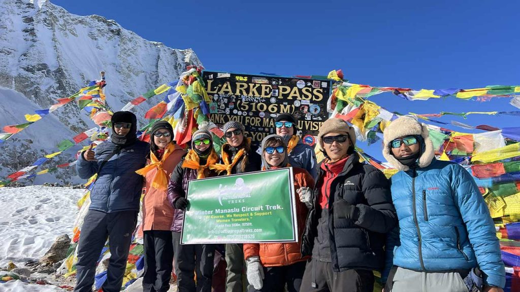 Arjun at Manaslu trek with group